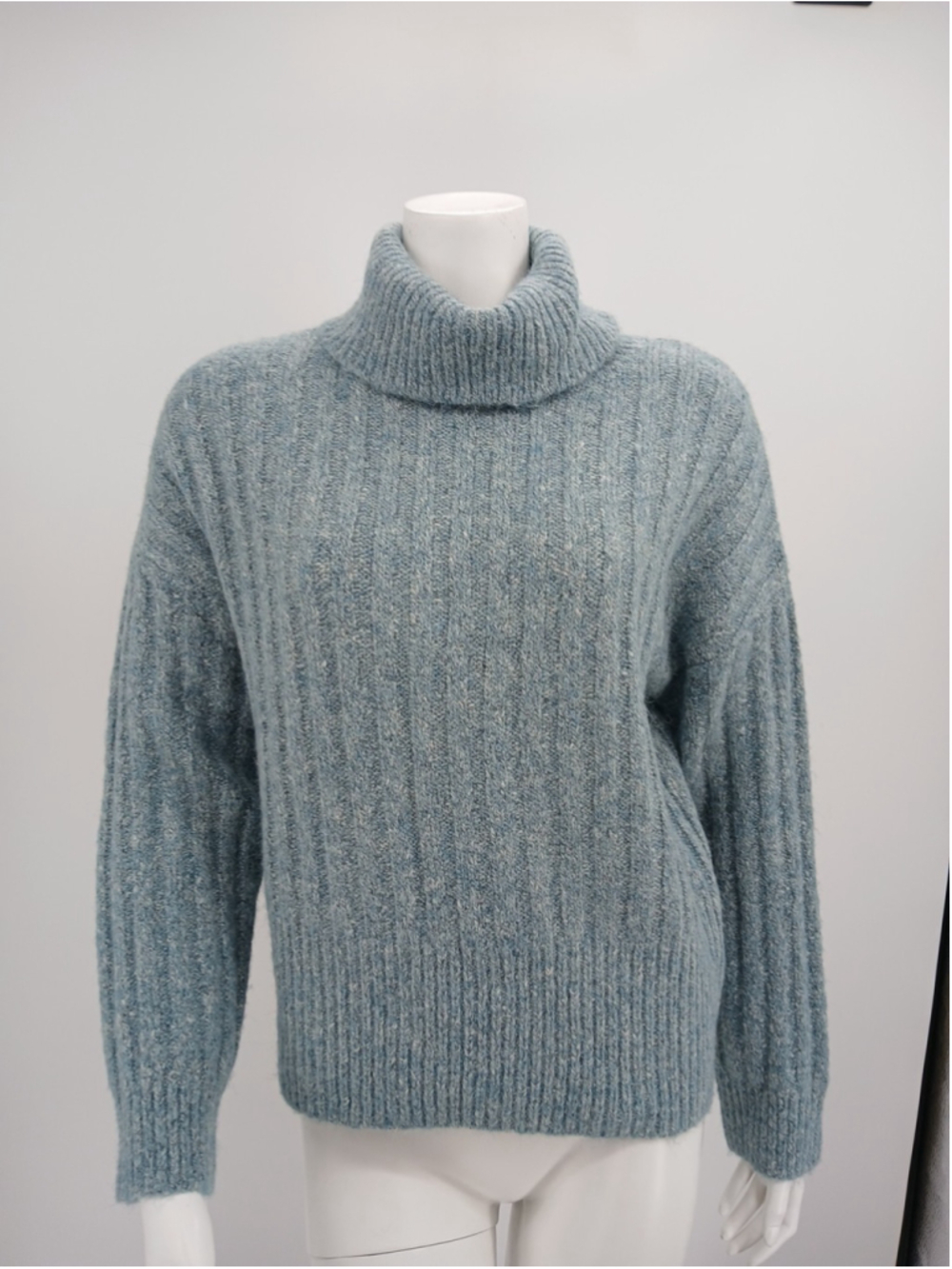 William Rast Womens Teal Blue Turtleneck Sweater Size S Cotton Blend Ribbed